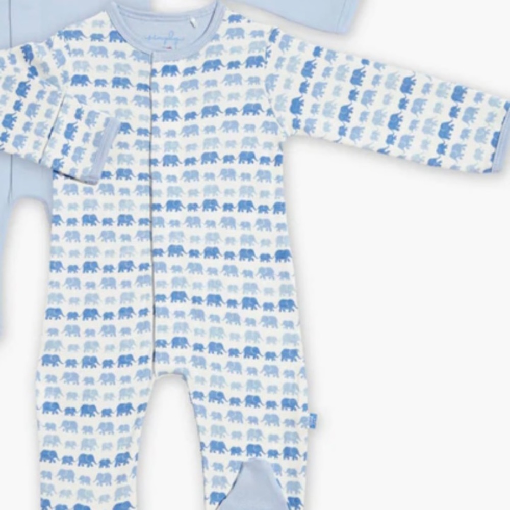 Magnetic Me onesie. Blue elephants sleeper with footies. Super soft!